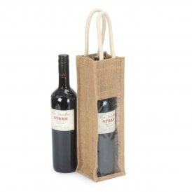 Single Wine Bottle Jute Bag