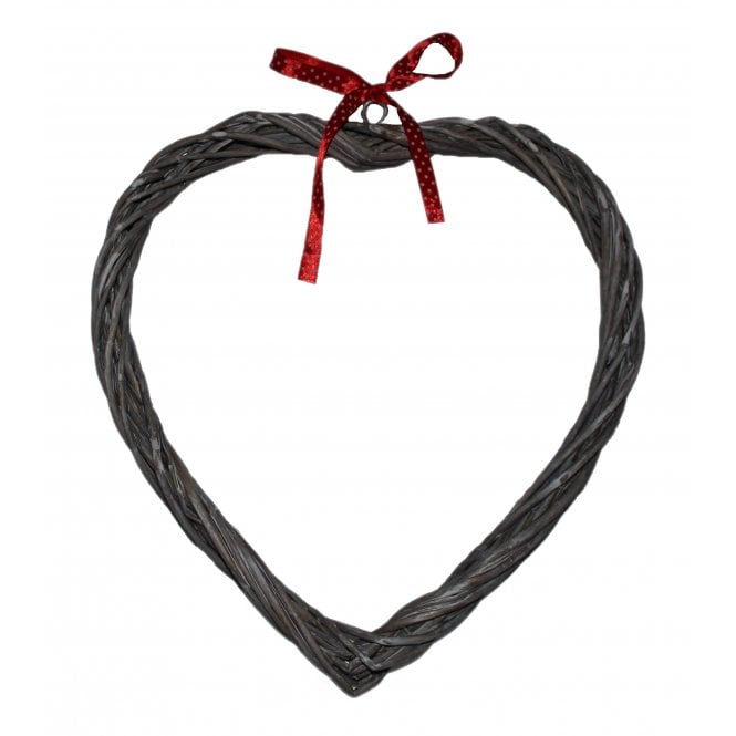 Slim Heart Wreath with Red Spotty Ribbon