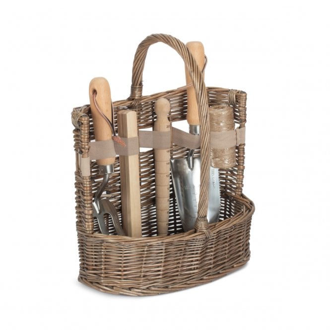 Small Antique Wash Deluxe Garden Tool Basket