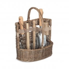Small Antique Wash Deluxe Garden Tool Basket