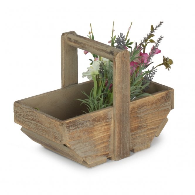 Small Oak Effect Wooden Trug (L x W x H 27 x 14 x 10cm)