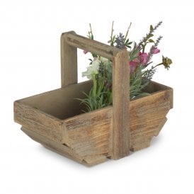 Small Oak Effect Wooden Trug (L x W x H 27 x 14 x 10cm)