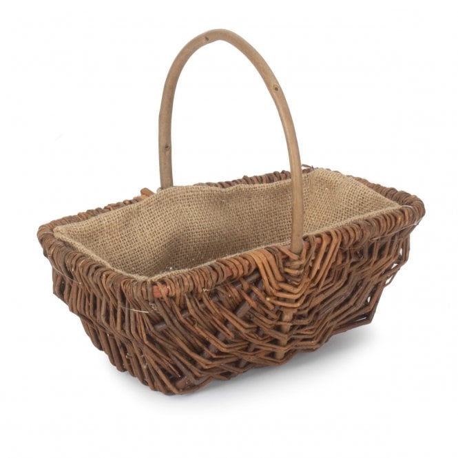 Small Rectangular Rustic Willow Garden Trug (26 x 16 x 10cm)