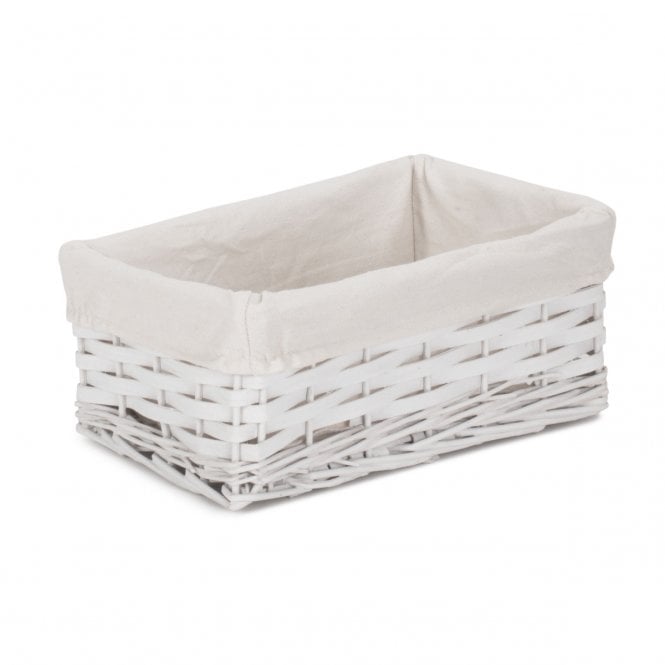 Small White Chipwood Storage Basket