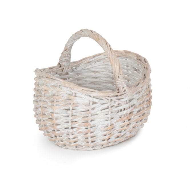 Small White Wash Shopper Basket (L x W x H) 18 x 16 x 11.5cm