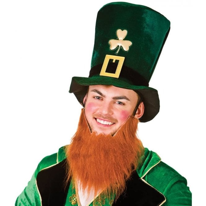 St Patricks Soft Plush Top Hat with Beard - Adult Accessory