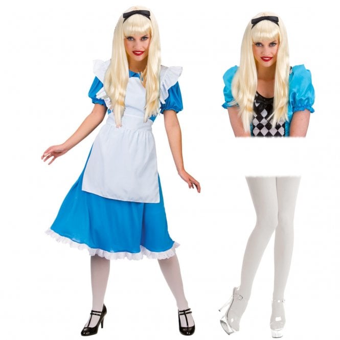 Storybook Alice + WHITE Tights + Wig & Bow