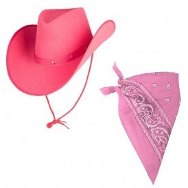 Texan Cowboy Pink Hat + Baby Pink Bandana 