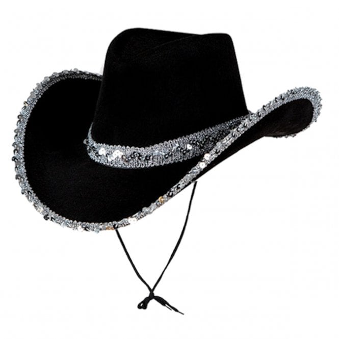 BLACK with Sequins - Texan Cowgirl Hat