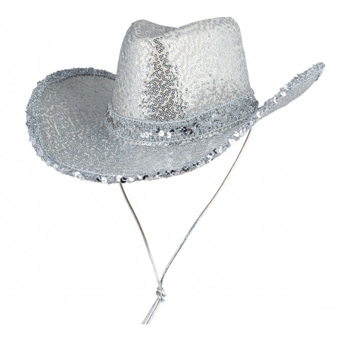 Texan Cowgirl Hat - Silver with Sequins