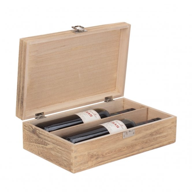 Two Bottle Oak Effect Wooden Box