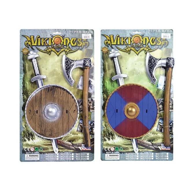 Viking Sword, Shield and Axe Set (Assorted Colours)