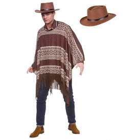 Western Cowboy Poncho + Gunslinger Hat