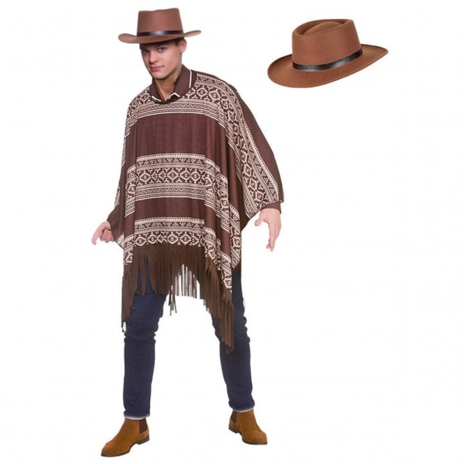 Western Cowboy Poncho + Gunslinger Hat
