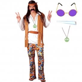 Woodstock Hippie + Round Hippie Glasses + Fake Joint