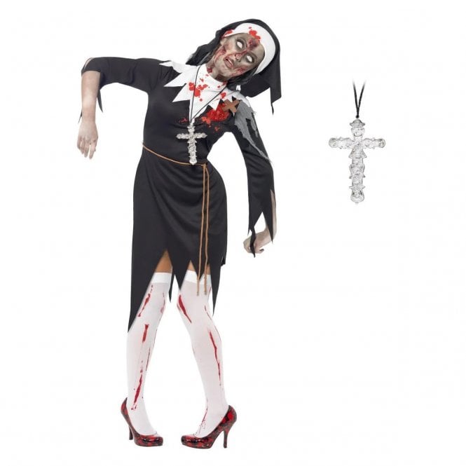 Zombie Bloody Sister Mary + Silver Ornate Cross 